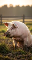 Pig in the Field - A Portrait of Rural Life.