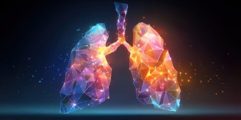 Colorful digital representation of human lungs showcasing intricate details and vibrant patterns