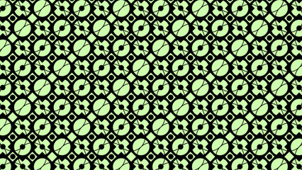 Seamless Neon Green Geometric Floral Pattern on Black Background with Bold Repeating Decorative Motif for Modern Design