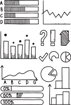 A hand drawn set of arrows for graph and chart design or sketch illustration as a vector icon set.