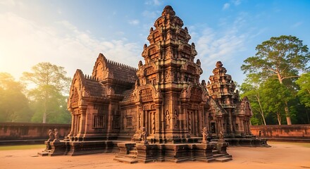 Banteay Srei Temple - Intricate Carvings and Ancient Khmer Architecture.