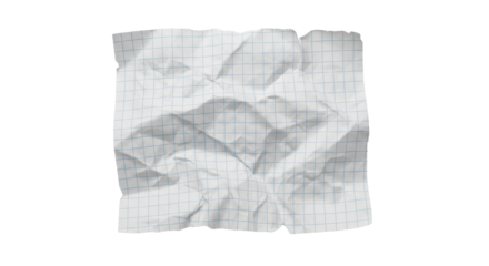 Crumpled piece of squared page isolated element for scrapbooking