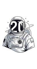 Astronaut with Number 20 in Helmet - Space Exploration and Future Vision.