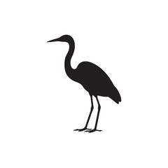 Obraz premium Heron Bird Silhouette Vector Illustration