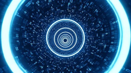 Binary Code Tunnel Animation Moving Through Data Stream - Powered by Adobe