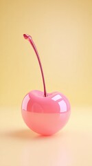 Obraz premium Pink Cherry Sculpture on Yellow Background.