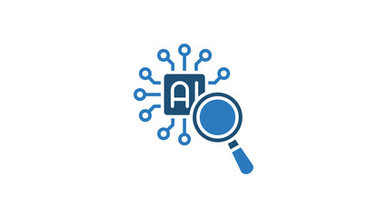 Artificial Intelligence search and analysis technology icon concept.