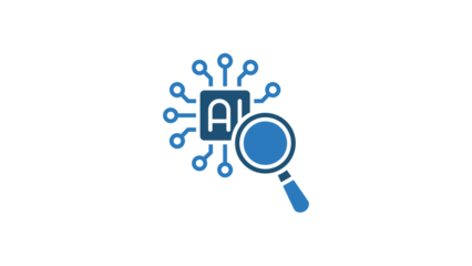 Artificial Intelligence search and analysis technology icon concept.