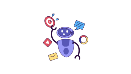 Intelligent robot performing various digital marketing activities.