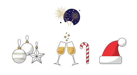 Festive New Year Holiday Icons