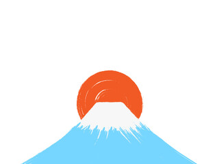 筆描き富士山と初日の出
