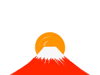 筆描き富士山と初日の出