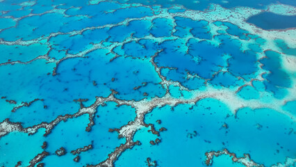 Coral reef close-up. Aerial perspective photography.
Luxury resort photo of Bora Bora tropical...