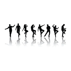 Silhouettes of people dancing dance party celebration nightlife dancer group shadow reflection fun lifestyle music club event