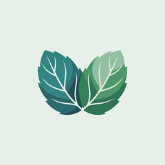 Vector art of two fresh mint leaves for logo or icon design