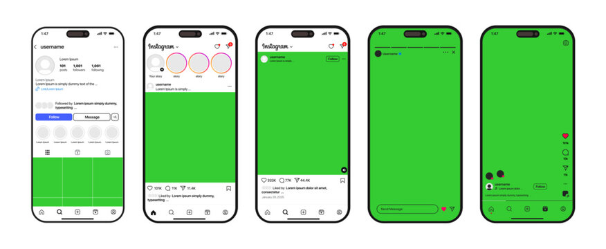 instagram mockup social media template , new update instagram post mock up , frame social network, Instagram mockup with mobile phone