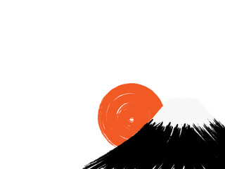 筆描き富士山と初日の出