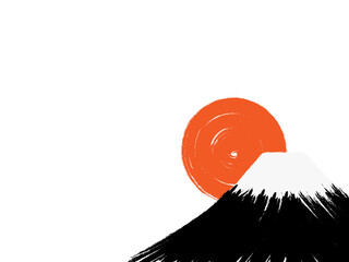 筆描き富士山と初日の出