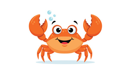 Fototapeta premium A happy cartoon crab waving its claws with excitement.