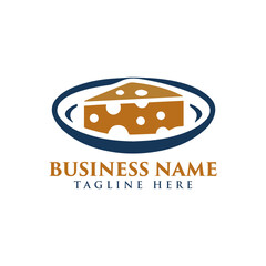 Slice of cheese on a plate for a dairy product vectors illustrations logo