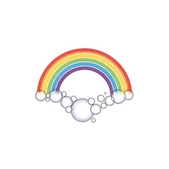 Vibrant Rainbow with Clouds - A Symbol of Hope and Happiness.