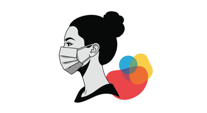 A woman wearing a protective mask for health and safety.