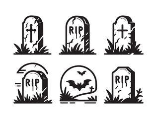 Old Gothic Graveyard Illustration Vector for Spooky Horror Halloween Design