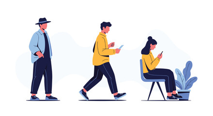 People interacting with technology in everyday situations.