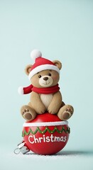 Festive Teddy Bear Ornament - A Christmas Delight.