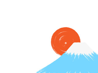 筆描き富士山と初日の出