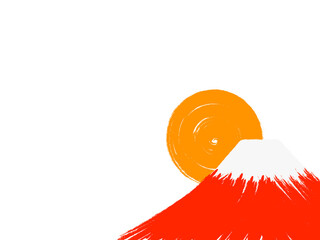 筆描き富士山と初日の出
