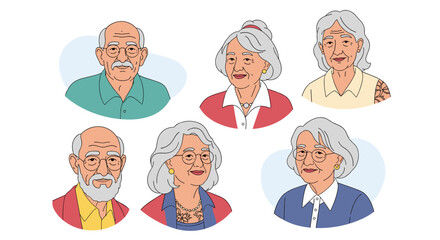 A collection of diverse portraits of elderly people.