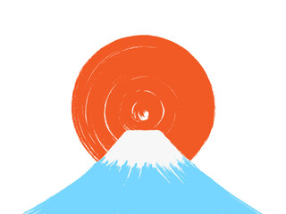 筆描き富士山と初日の出
