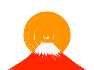 筆描き富士山と初日の出