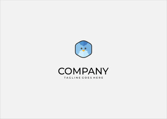 Cute Blue Bird Hexagon Mascot Icon Vector Design for Kids Game App, Social Media Profile Avatar, and Digital Brand Identity Cartoon Character.