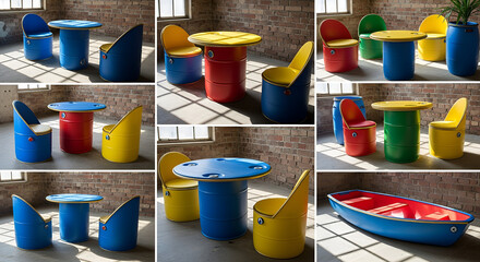colorful paint buckets