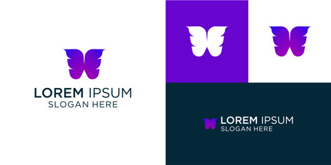 Stunning butterfly wing logo design template for creative business ventures needing a professional edge, ideal for branding, marketing, and modern company identity projects