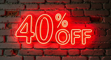 Grab amazing deals with this vibrant 40% off neon sign, perfect for attracting customers and boosting sales in any retail or promotional setting.