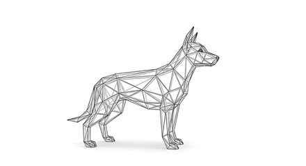 Fototapeta premium Geometric Dog Illustration - Modern Low Poly Design on White Background.