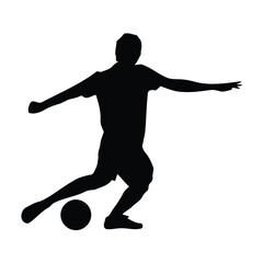 soccer, football, player, silhouette, kicking, ball, sport, athlete, action, movement, game, competition, professional, male, person, figure, black and white, isolated, dynamic, motion, training, prac