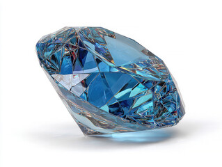 Close-up view of a large, irregular, blue shattered crystal sculpture in natural lighting, showcasing intricate details and vibrant color - AI-Generated