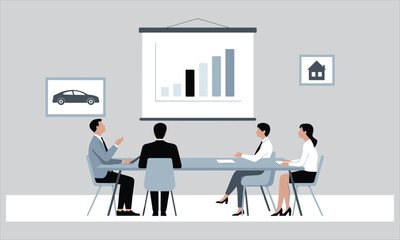 Obraz premium Business meeting with presentation and data analysis