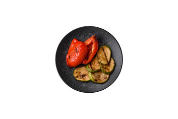 Grilled red bell peppers, vegetarian food. Red bell peppers