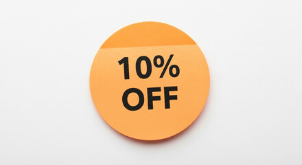 Bright orange sticker boldly announces a 10% discount, perfect for attracting customers to your sale.