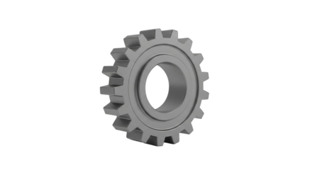 Silver gear representing teamwork, industry, and engineering, ideal for business, technology, and design projects with a focus on innovation isolated on PNG backgrounds