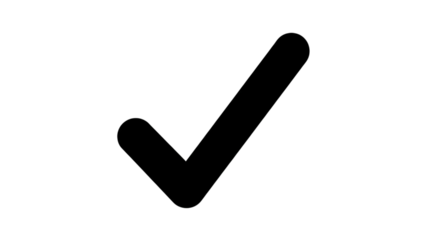 Black check mark symbol signifying approval, success, or completion, perfect for web design, marketing, and presentations, conveying positive outcomes isolated on PNG backgrounds