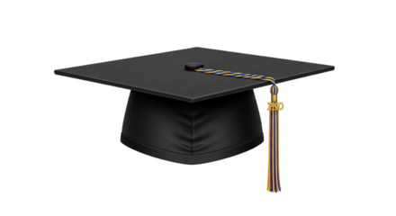 Commemorate academic achievements with a classic graduation cap, perfect for educational designs, celebratory events, and graduation season promotions isolated on PNG backgrounds
