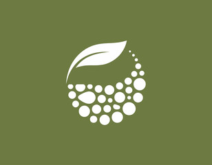 This logo represents a circle formed by leaves and dots, symbolizing nature's balance and sustainability, perfect for environmental initiatives and organic products.