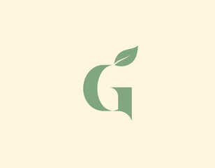 A minimalist logo design featuring a stylized letter G combined with a leaf, representing growth, sustainability, and a connection to nature, perfect for eco-friendly brands.