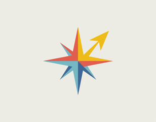 This image features a vibrant starburst logo, symbolizing energy and dynamism, perfectly suited for brands looking to convey excitement and creative spirit.